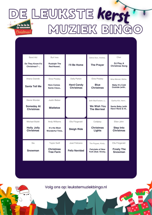 Muziekbingo Kerst