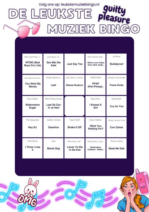 Muziekbingo Guilty Pleasure