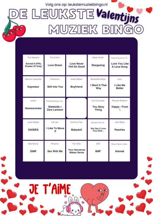 Muziekbingo Valentijn
