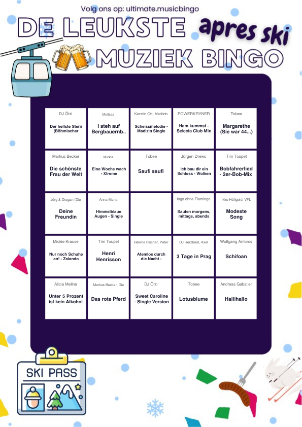 Muziekbingo Apres Ski