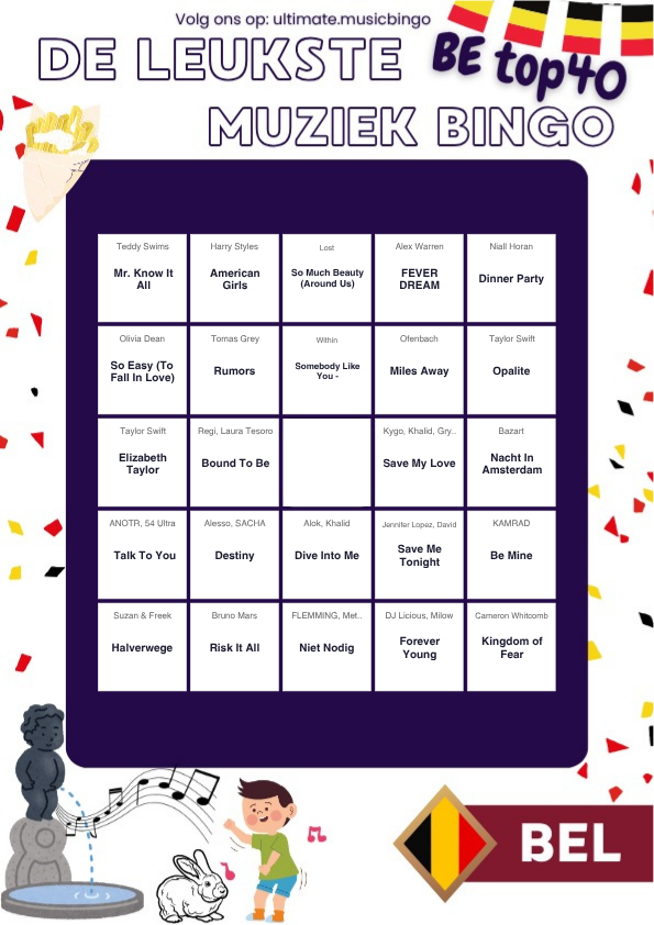 Muziekbingo Belgische Top 40