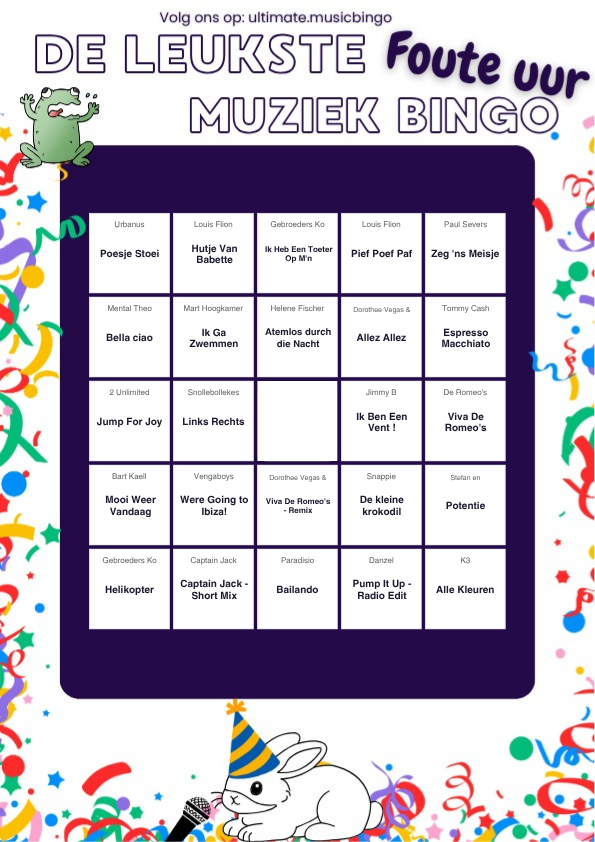 Muziekbingo Foute Uur