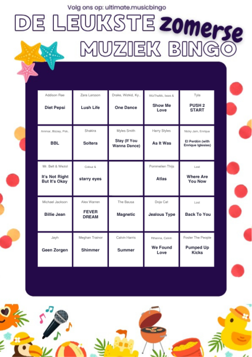 Muziekbingo Zomerhits